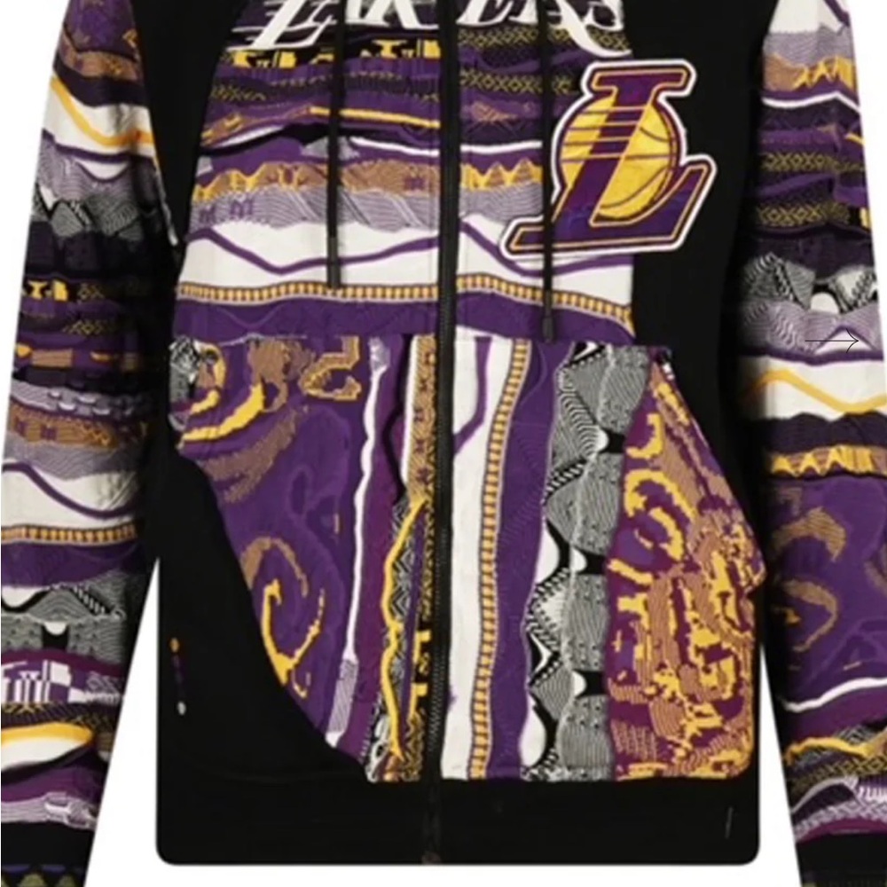 Coogi x Lakers Men’s Black and Purple hooded, zipped, sweater